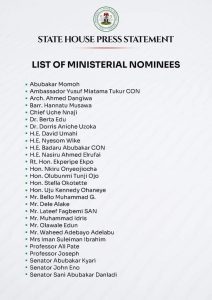 Umahi, Wike, Onyejeocha, El-rufai, Others Make Tinubu's Ministerial List