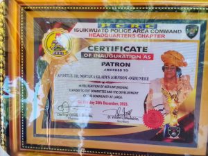 PCRC Isuikwuato Area Police Command Honours Apst Dr Ngozika Johnson-Ogbuneke