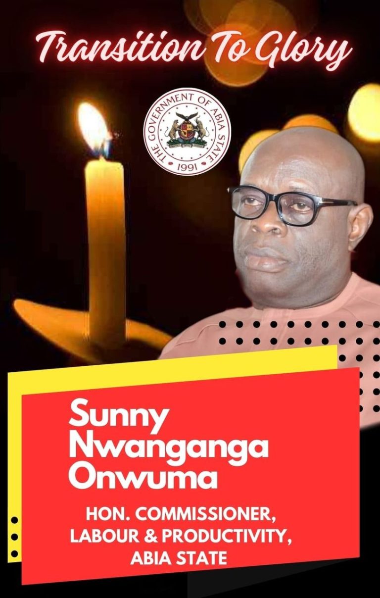 Abia State Commissioner For Labour and Productivity Sunny Nwaganga Onwuma Is Dead
