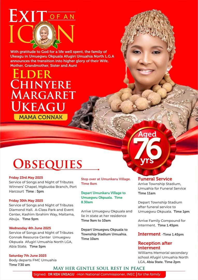 Celebration of Life for a Great Woman: Elder Chinyere Margret Ukeagu (Mama CONNAK)