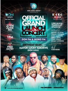 Davido, Timaya, Kcee, Cubana Chief Priest, Bright Chimezie, Peruzzi, Zlatan, Zoro, Jeriq, Sabinus, Funnybone for Don’s Media Launch in Abia State
