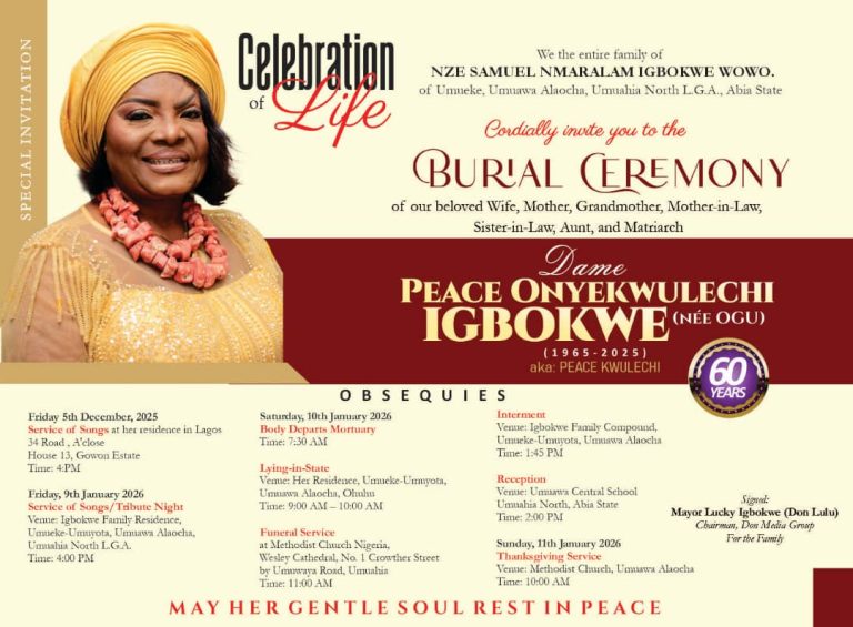 All Set for the Burial of Late Dame Peace Onyekwulechi Igbokwe